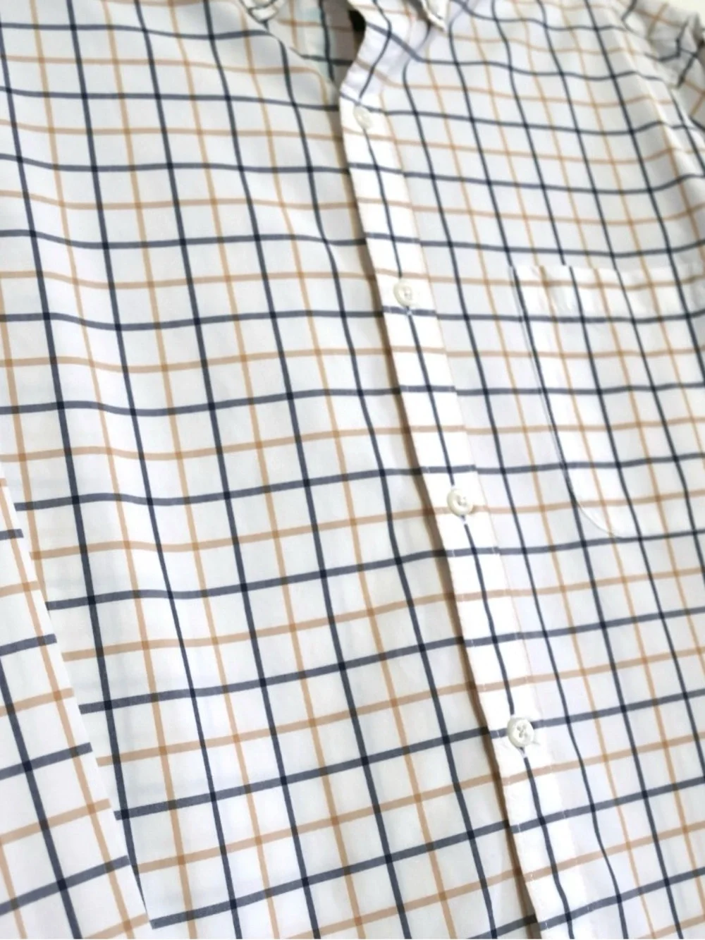 J.Crew Men’s Cotton Windowpane Plaid Button Down Shirt M Navy Tan Preppy